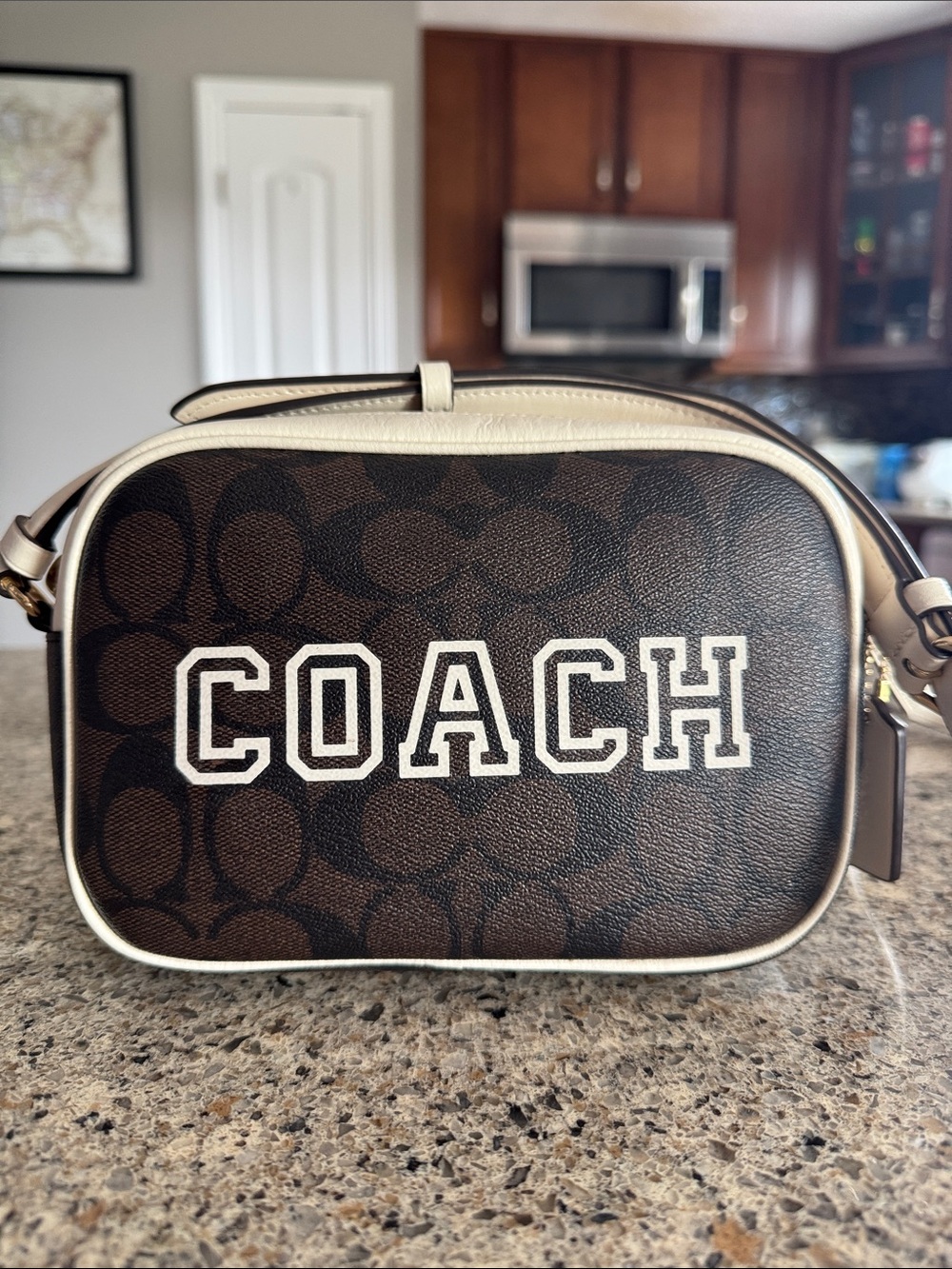 🖤Coach🤎 CC799 Mini Jamie Camera Bag In Signature Canvas With Varsity Motif NWOT